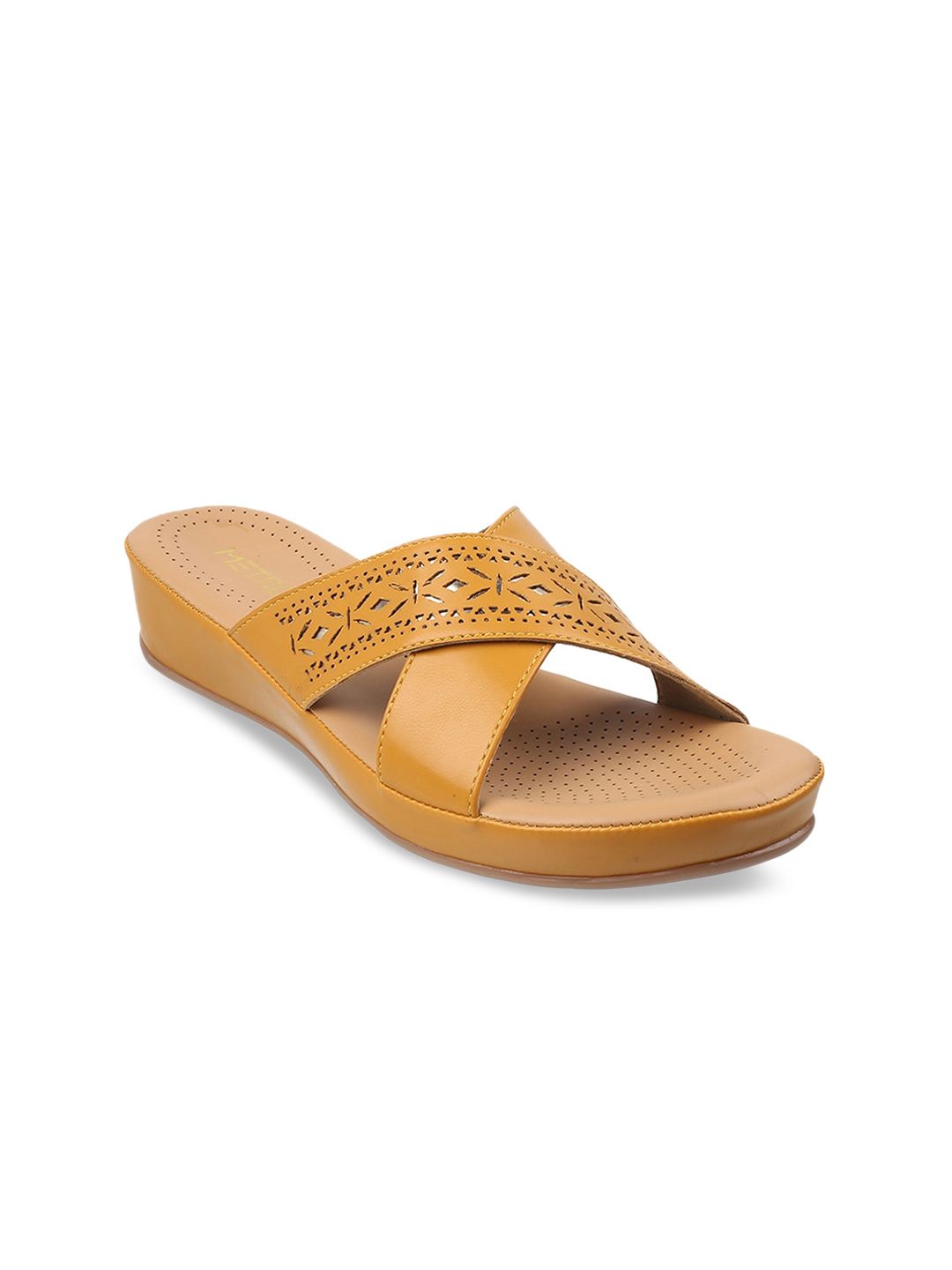 Metro Women Open Toe Flats with Laser Cuts