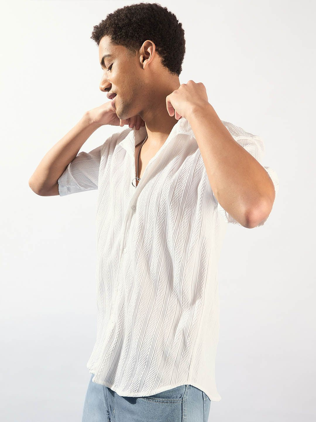 DENNISON Self Design Oversized Casual Shirt