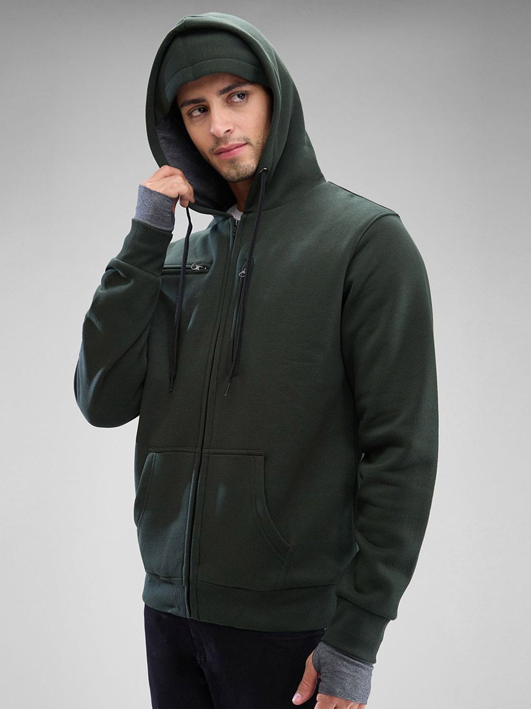 SPYKAR Men Solid Hooded Sweatshirt
