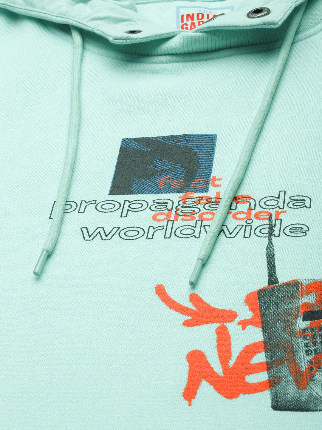 The Indian Garage Co Men Blue Printed Hooded Sweatshirt