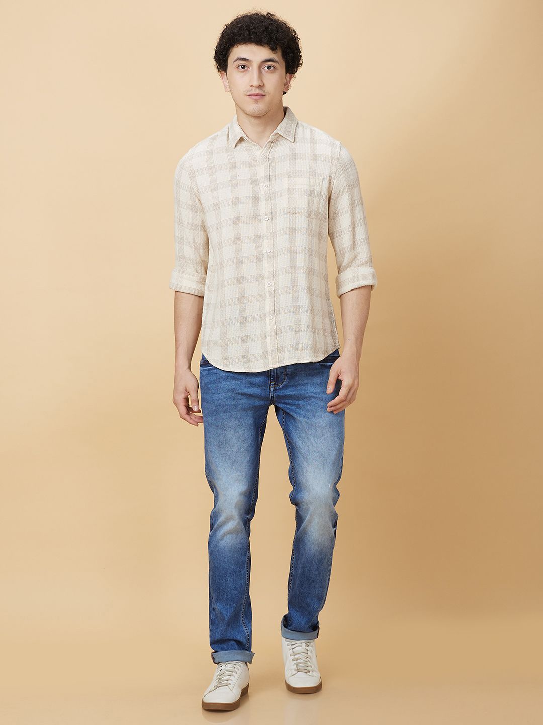 Being Human Men Slim Fit Opaque Checked Casual Shirt