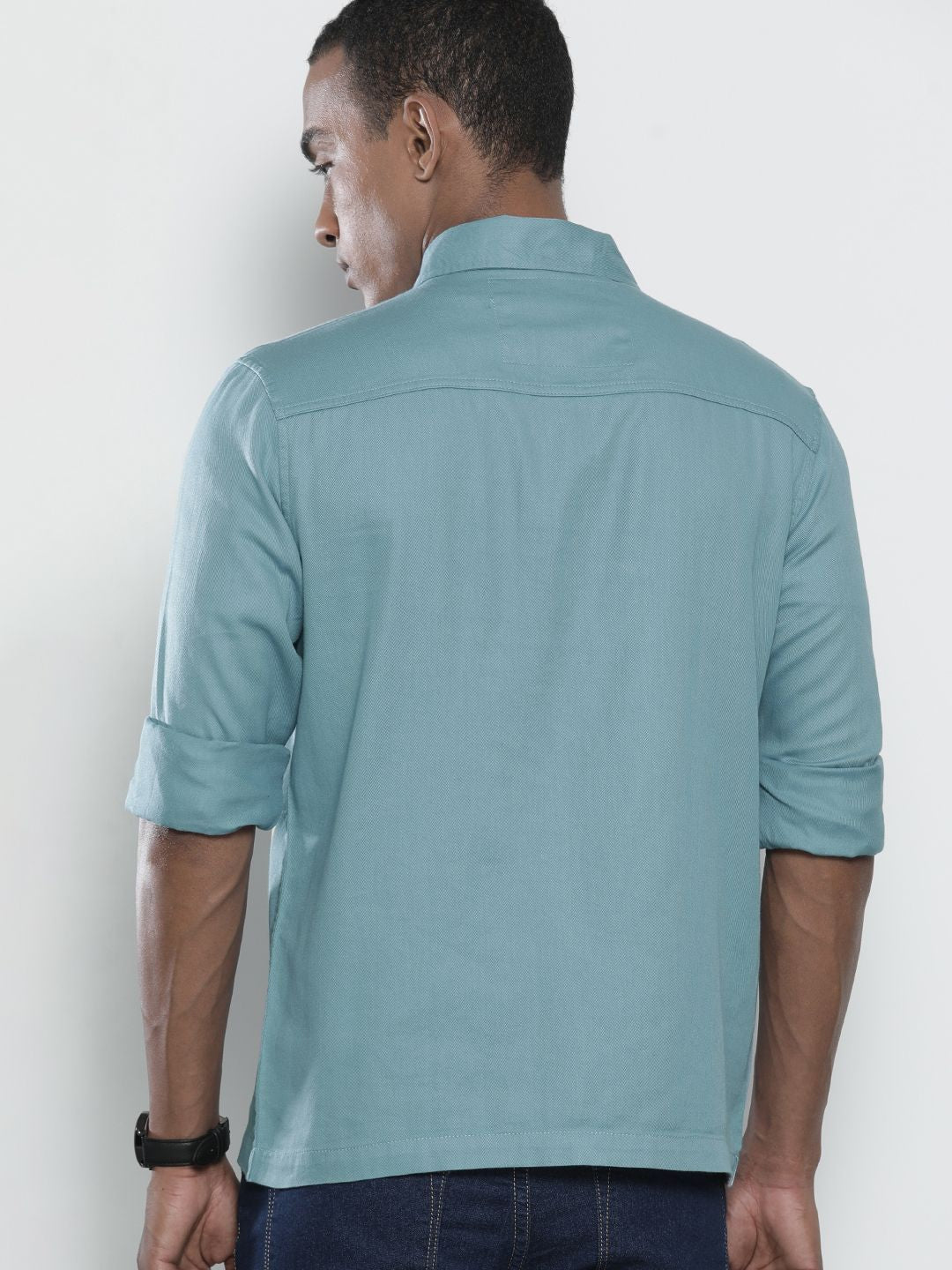 The Indian Garage Co Men Blue Slim Fit Typography Opaque Printed Casual Shirt
