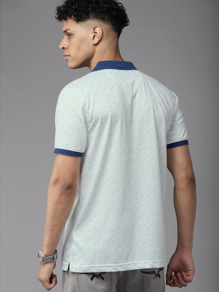 Park Avenue Men Geometric Print Polo Collar Slim Fit T-shirt