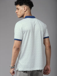 Park Avenue Men Geometric Print Polo Collar Slim Fit T-shirt