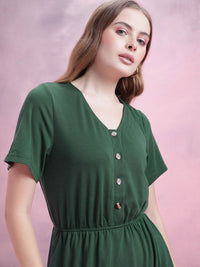 DressBerry Gathered Detail Tulip Hem Buttoned A-Line Dress
