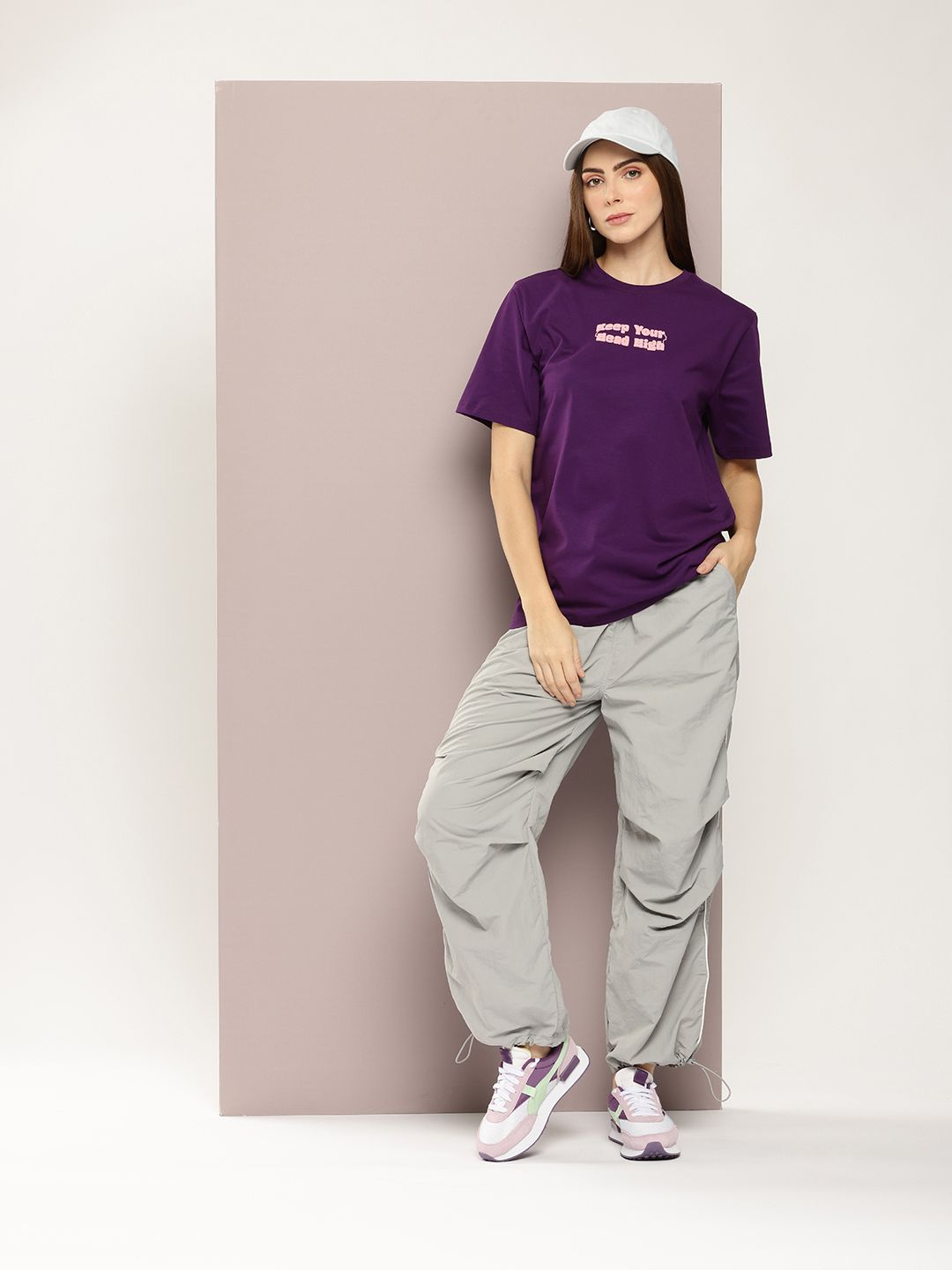 DILLINGER Women Typography Printed Embossed Oversized T-shirt