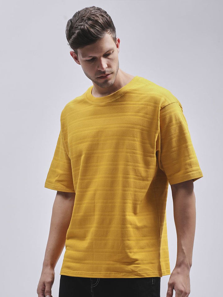 DILLINGER Men Round Neck Solid Oversized Pure Cotton T-shirt