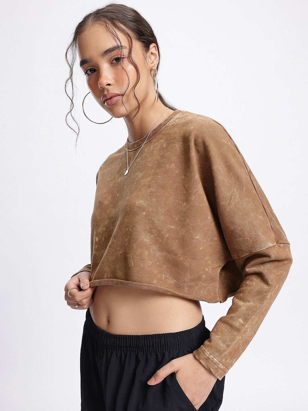 DressBerry Dyed Cropped Boxy Sweatshirt