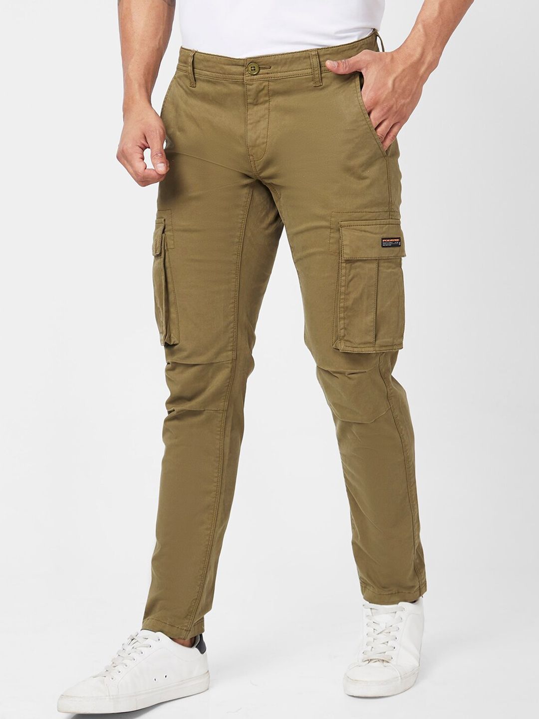SPYKAR Men Tapered Fit Mid Rise Cotton Cargos