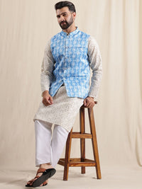 Anouk Men Printed Regular Kurta with Pyjamas & Nehru Jacket