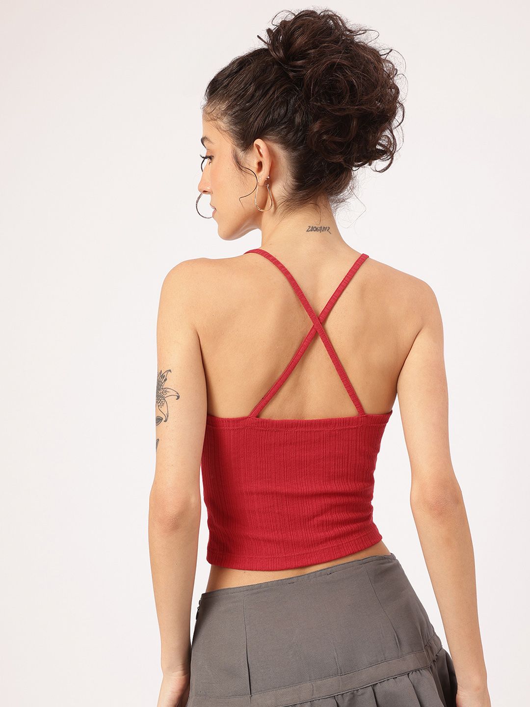 DressBerry Modern Minimalist Rib Knit Twisted Crop Top
