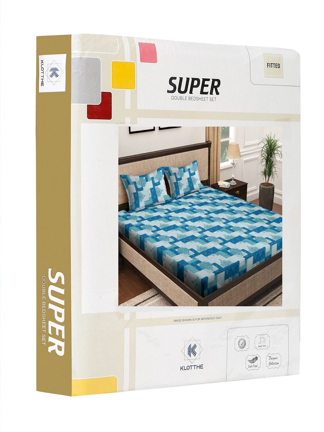 KLOTTHE Blue Printed 400 TC Pure Cotton Super King Bedsheet With 2 Pillow Cover