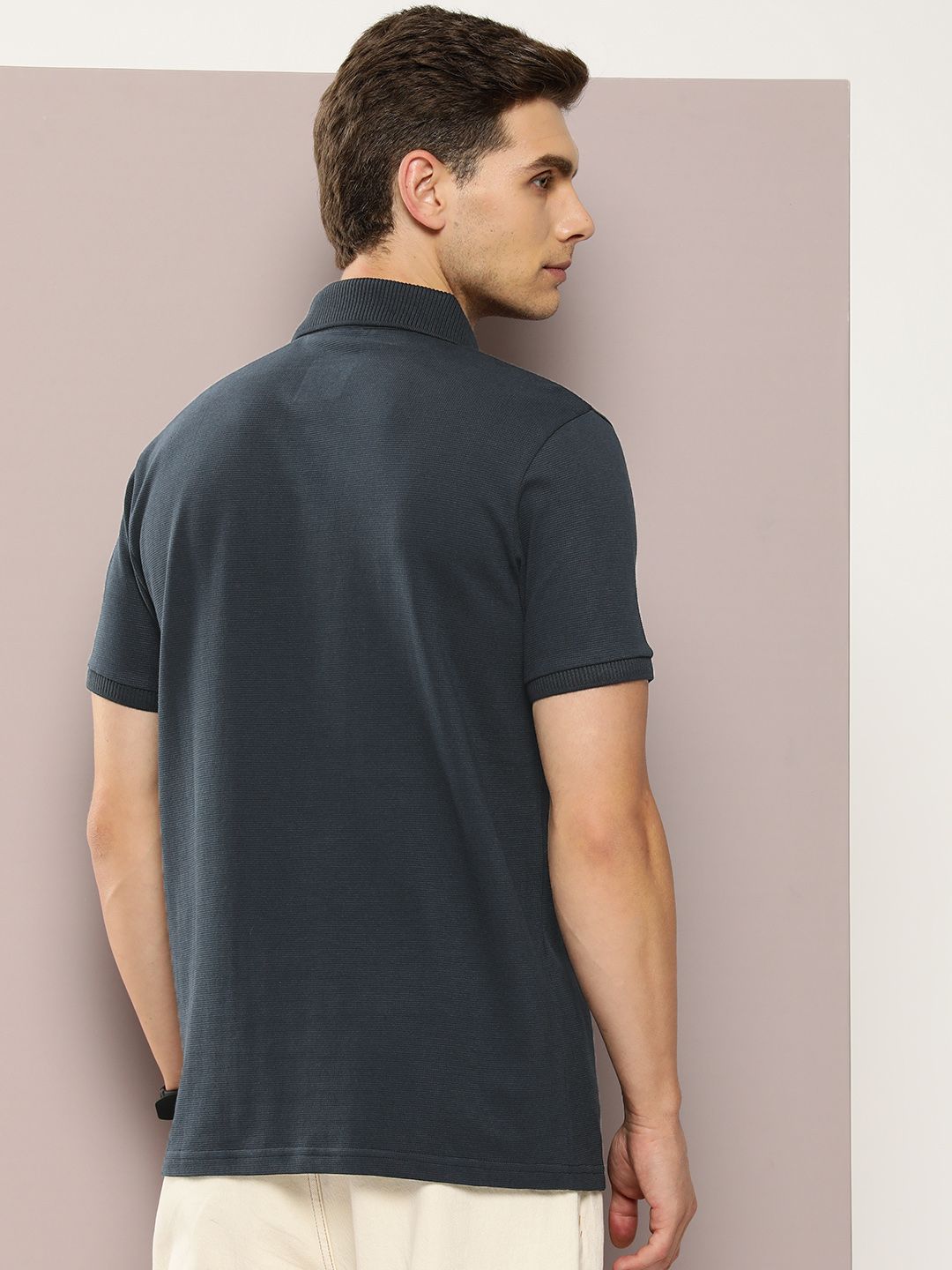 DILLINGER Men Polo Collar Honeycomb Structure T-shirt