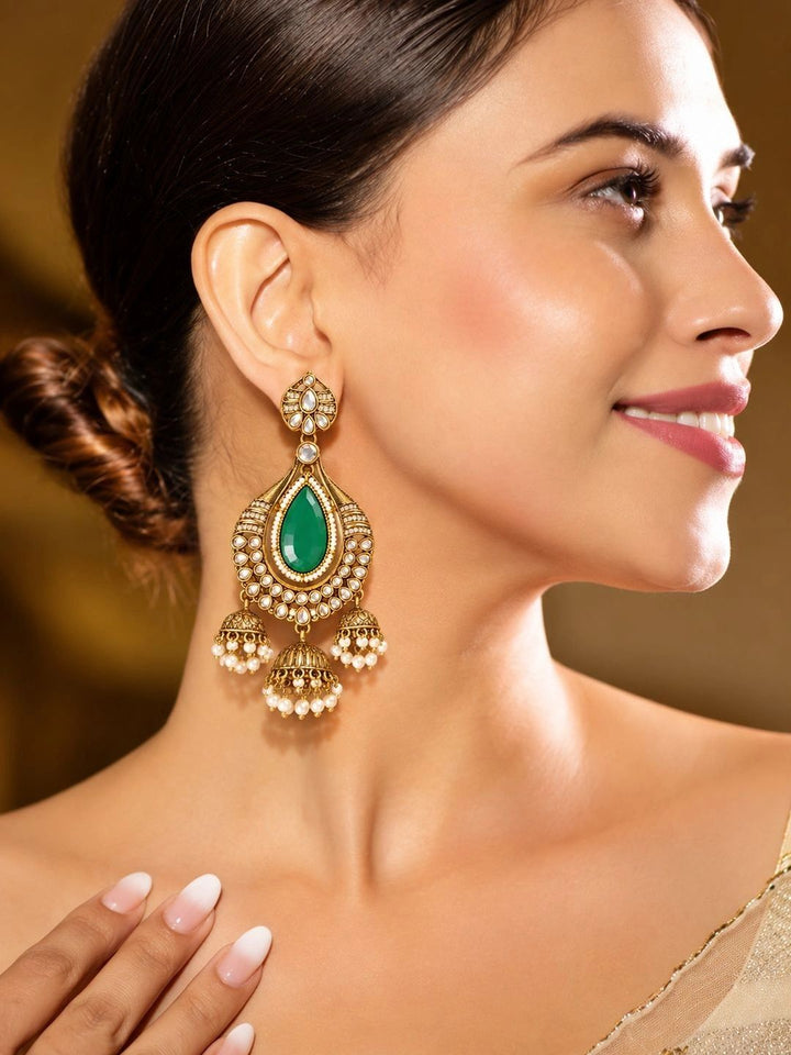 PANASH Teardrop Shaped Jhumkas Earrings