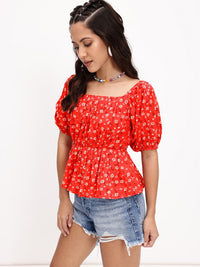 DressBerry Floral Paradise Pleated A-Line Top