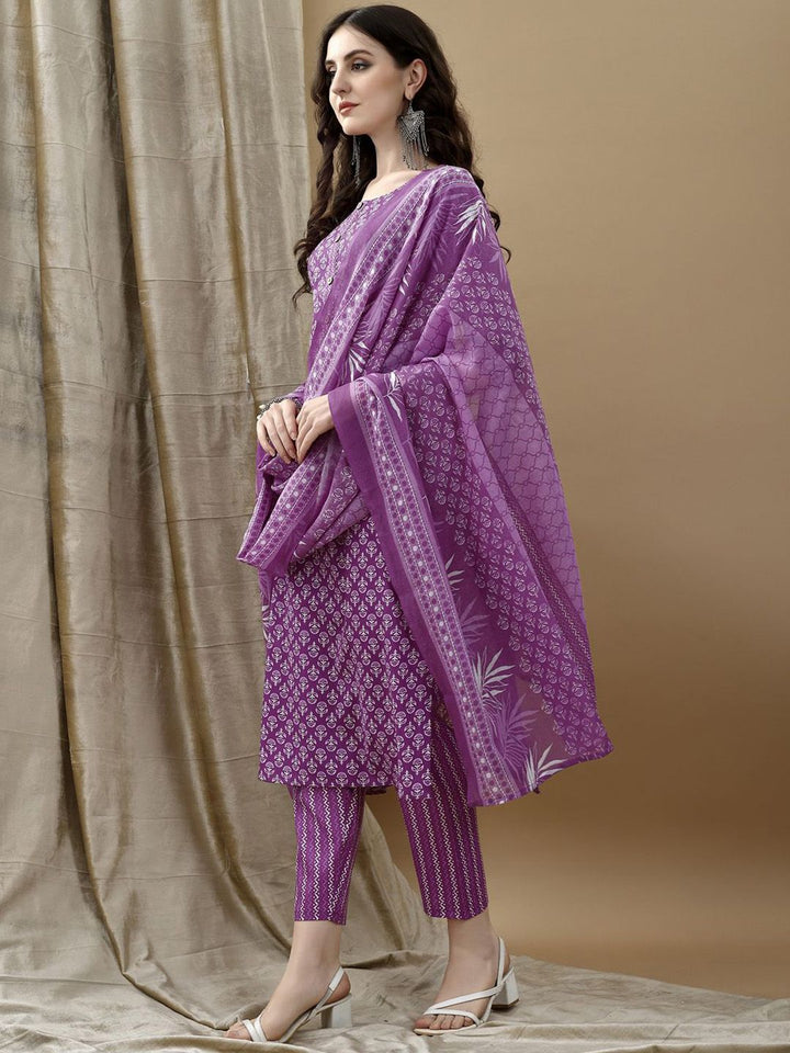 KALINI Women Ethnic Motifs Printed Regular Kurta with Trousers & Dupatta