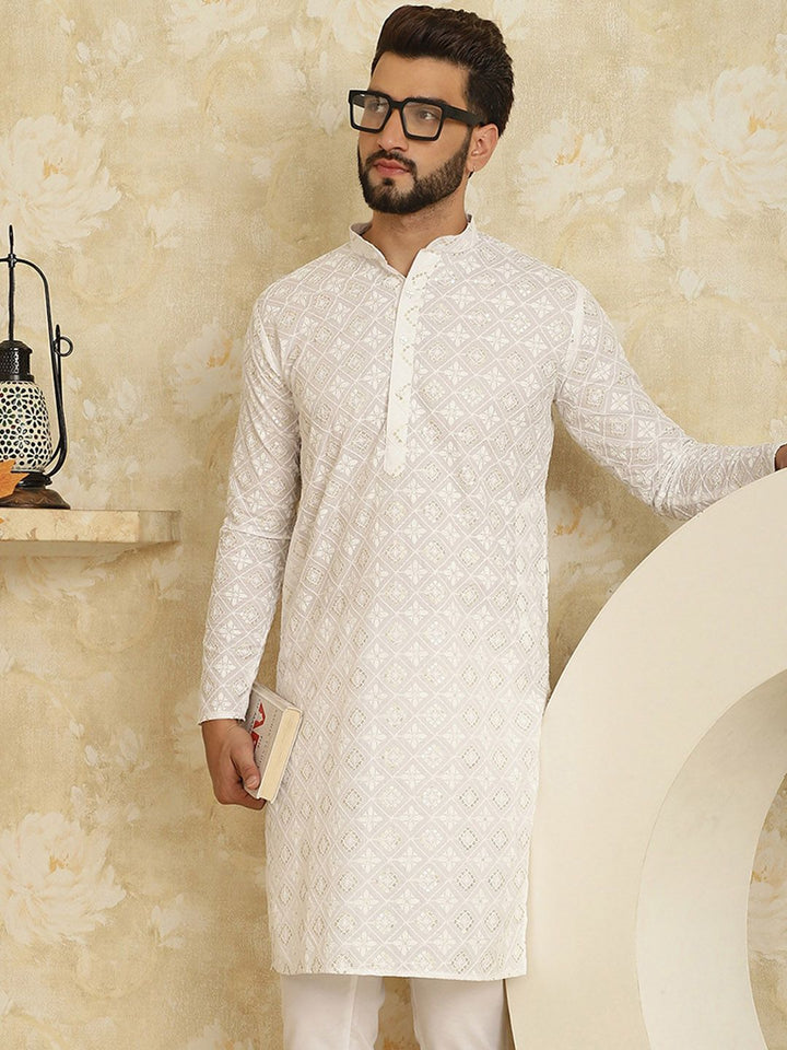 SOJANYA Kurta Lurus Kolar Mandarin Sulam Bunga