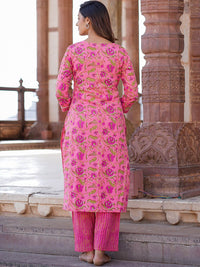 KALINI Floral Printed Pure Cotton Kurta with Trousers & With Dupatta