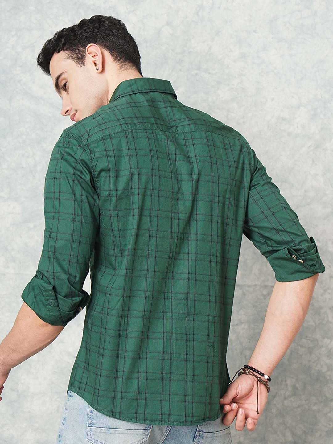 The Indian Garage Co Men Green & Maroon Checked Casual Shirt