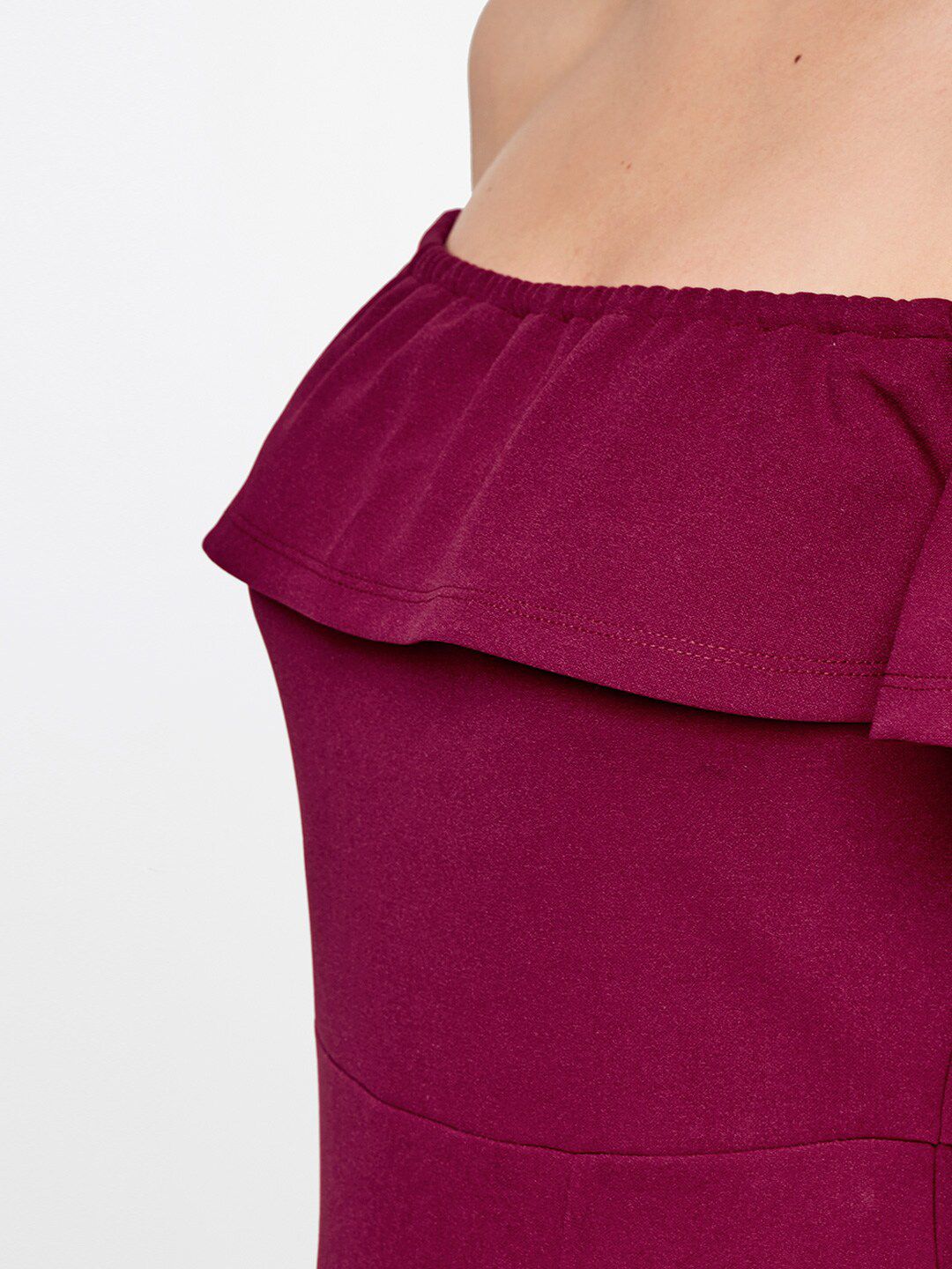 AND Red Off-Shoulder Sheath Maxi Dress