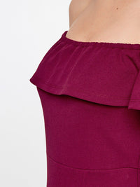 AND Red Off-Shoulder Sheath Maxi Dress