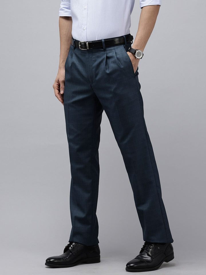 Park Avenue Men Checked Comfort Fit Formal Trousers