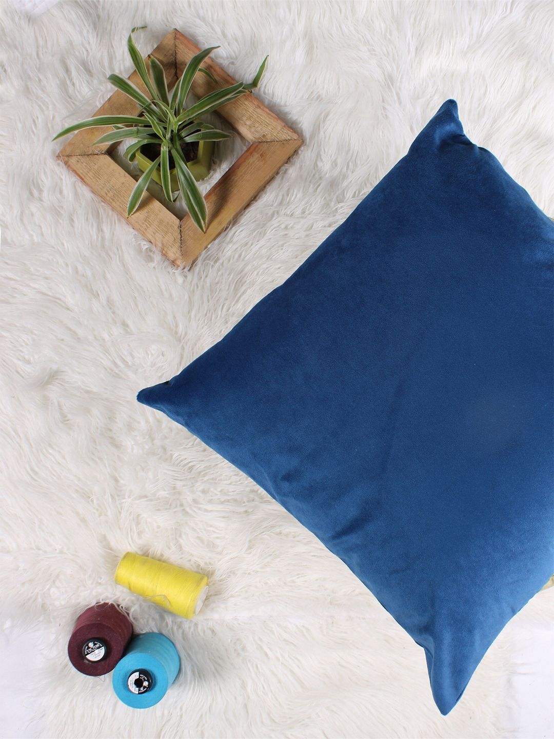 STITCHNEST Blue 5 Pieces Velvet Square Cushion Covers