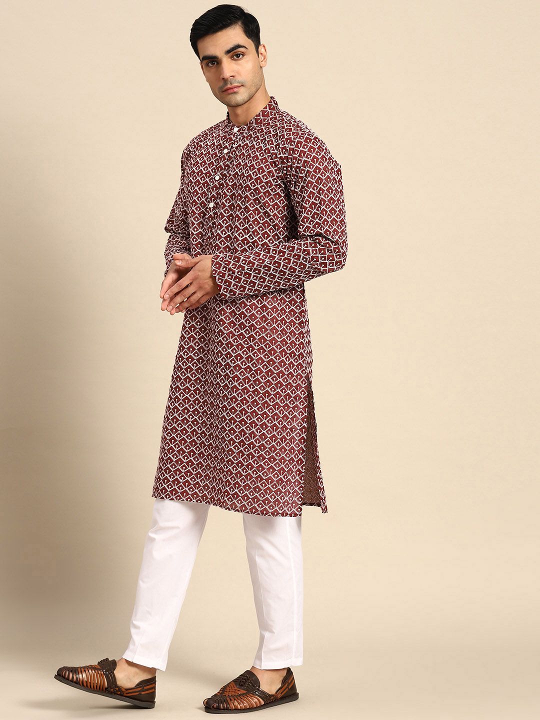 Anouk Embroidered Chikankari Kurta With Pyjamas