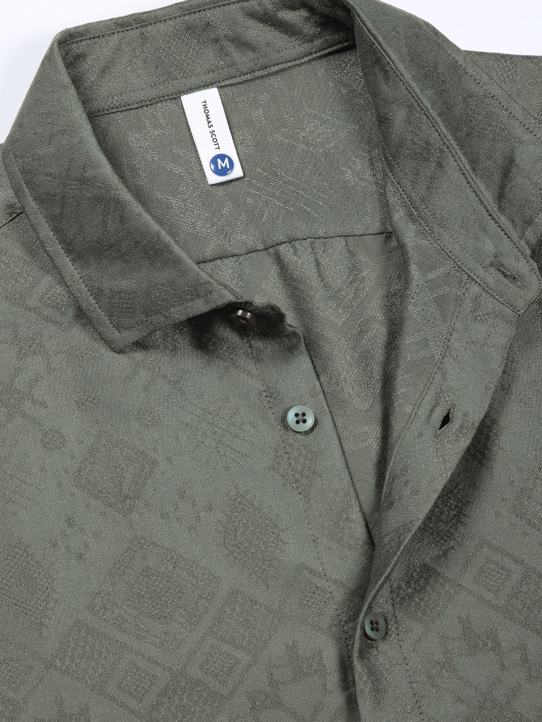 Thomas Scott Men Smart Slim Fit Cutaway Collar Geometric Printed Casual Shirt