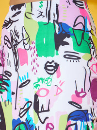 Berrylush Abstract Printed Back Slit Pencil Midi Skirt