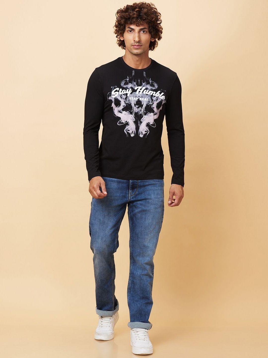 Being Human Men Typography Printed Henley Neck Raw Edge T-shirt