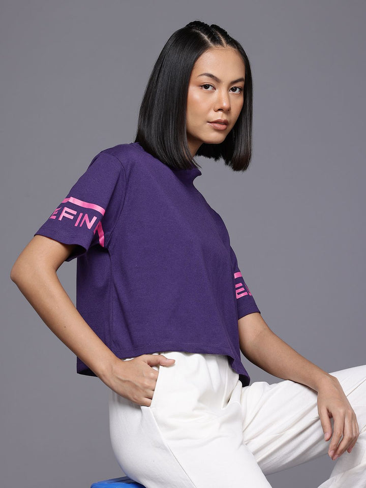 HRX by Hrithik Roshan High Neck Drop-Shoulder Sleeves T-Shirt