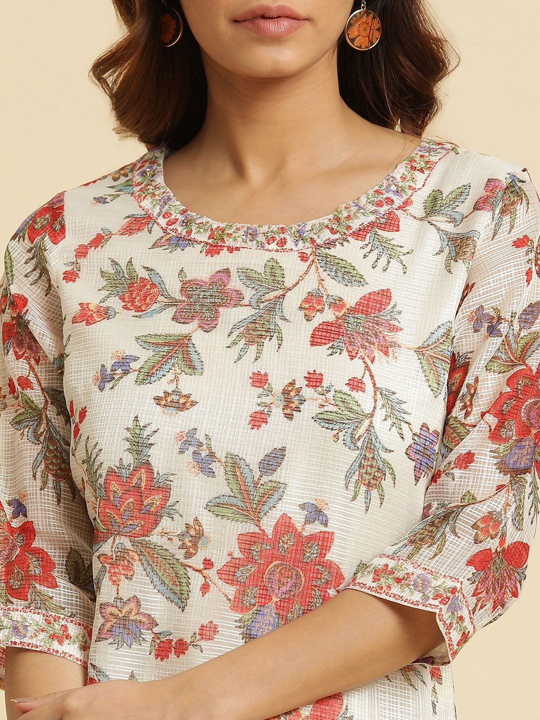 W Women Floral Printed Straight Kurta