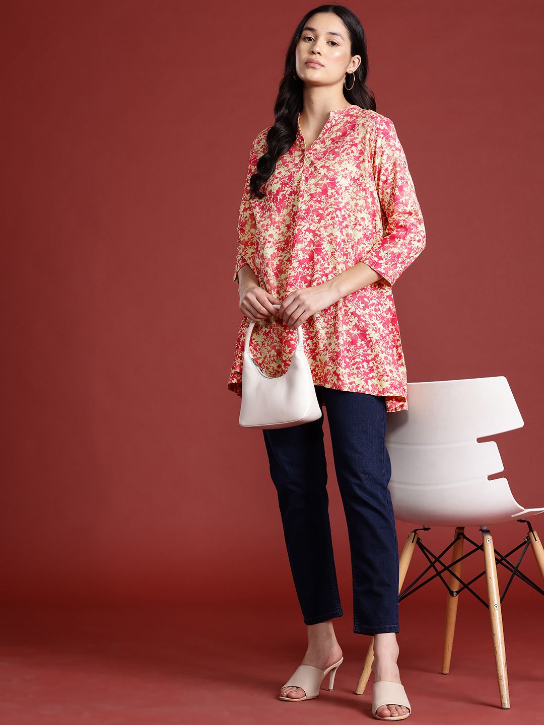 all about you Floral Woven Design A-Line Kurti