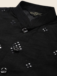 SOJANYA Mandarin collar Straight Regular Kurta With Churidar & Nehru jacket