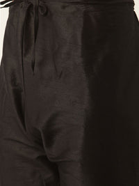 SOJANYA Lelaki Benang Hitam & Hijau Bekerja Kurta dengan Churidar