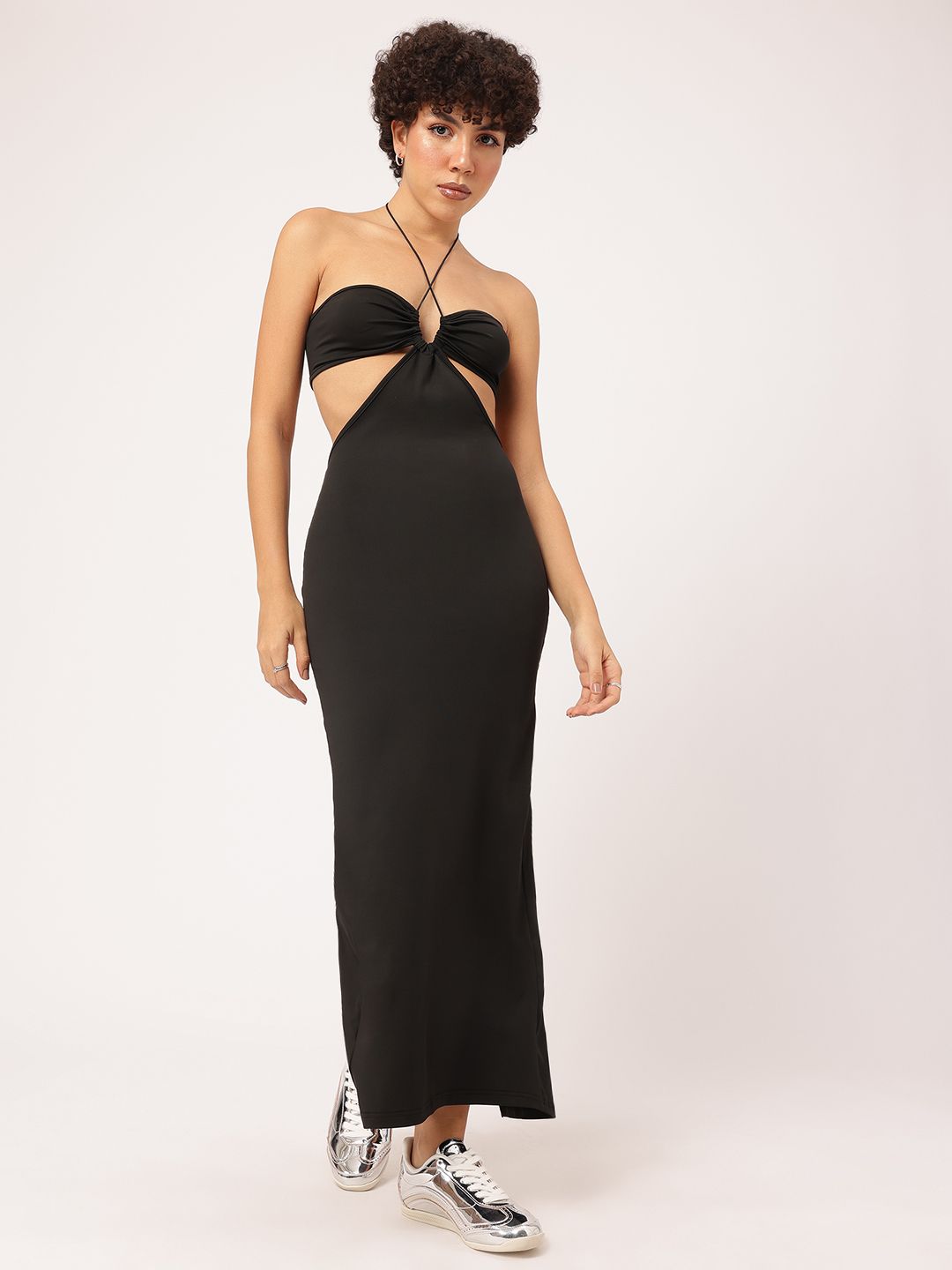 DressBerry Nostalgic Nights Cut-Out Halter Neck Maxi Dress