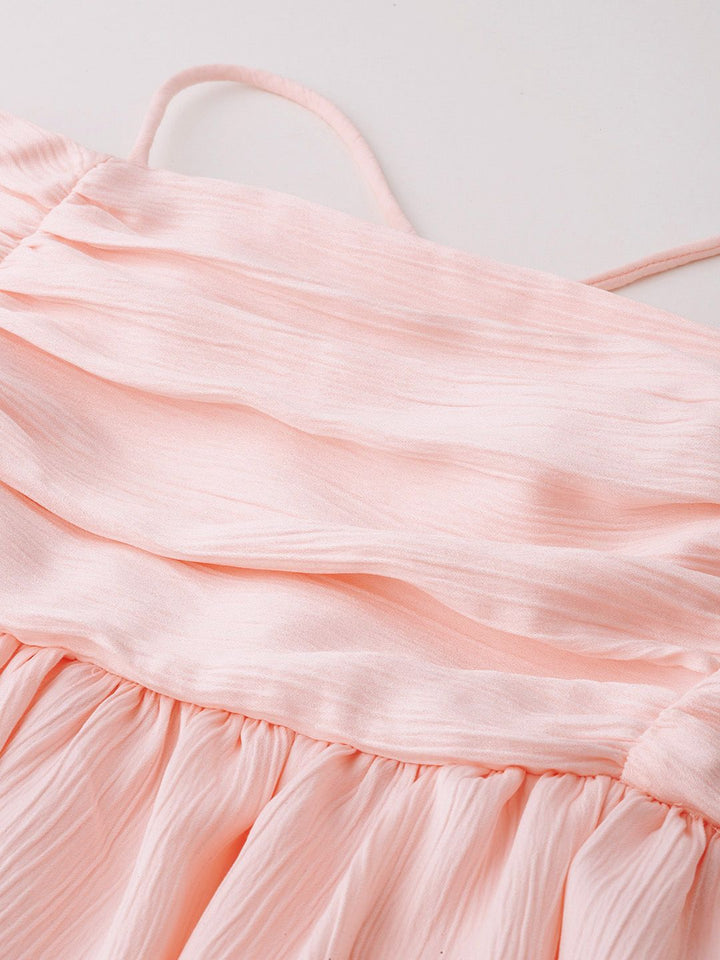 DressBerry Pastel Ruched Romance Smocked A-Line Dress