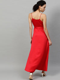 STREET 9 Women Red Solid Maxi Dress