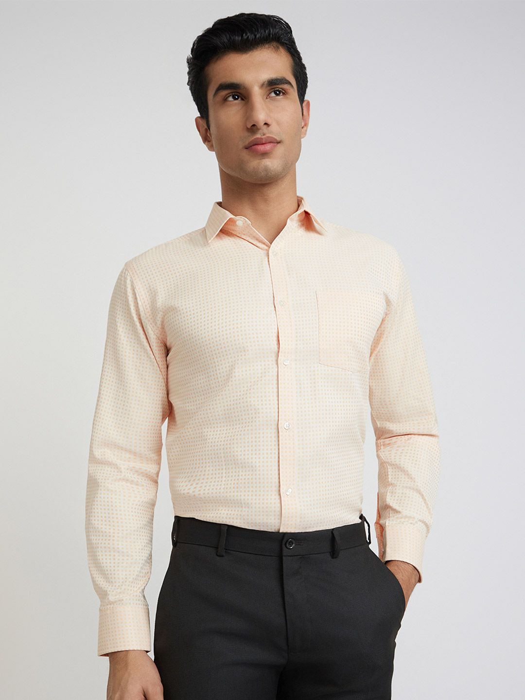 Park Avenue Men Slim Fit Check Self-Design Formal Shirt