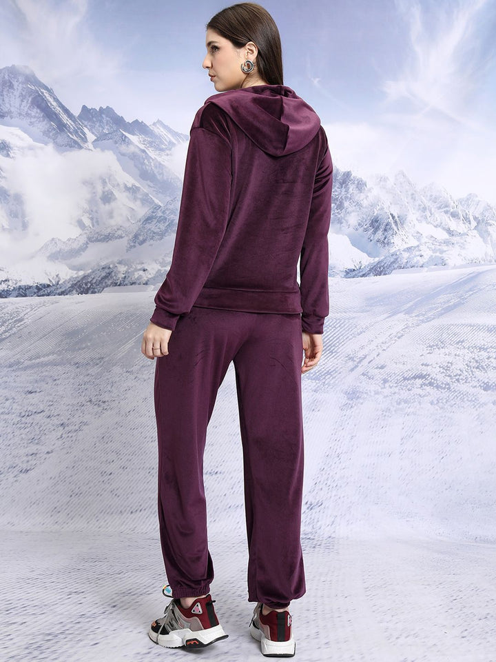 Tokyo Talkies Burgundy Hooded Sweatshirt With Joggers