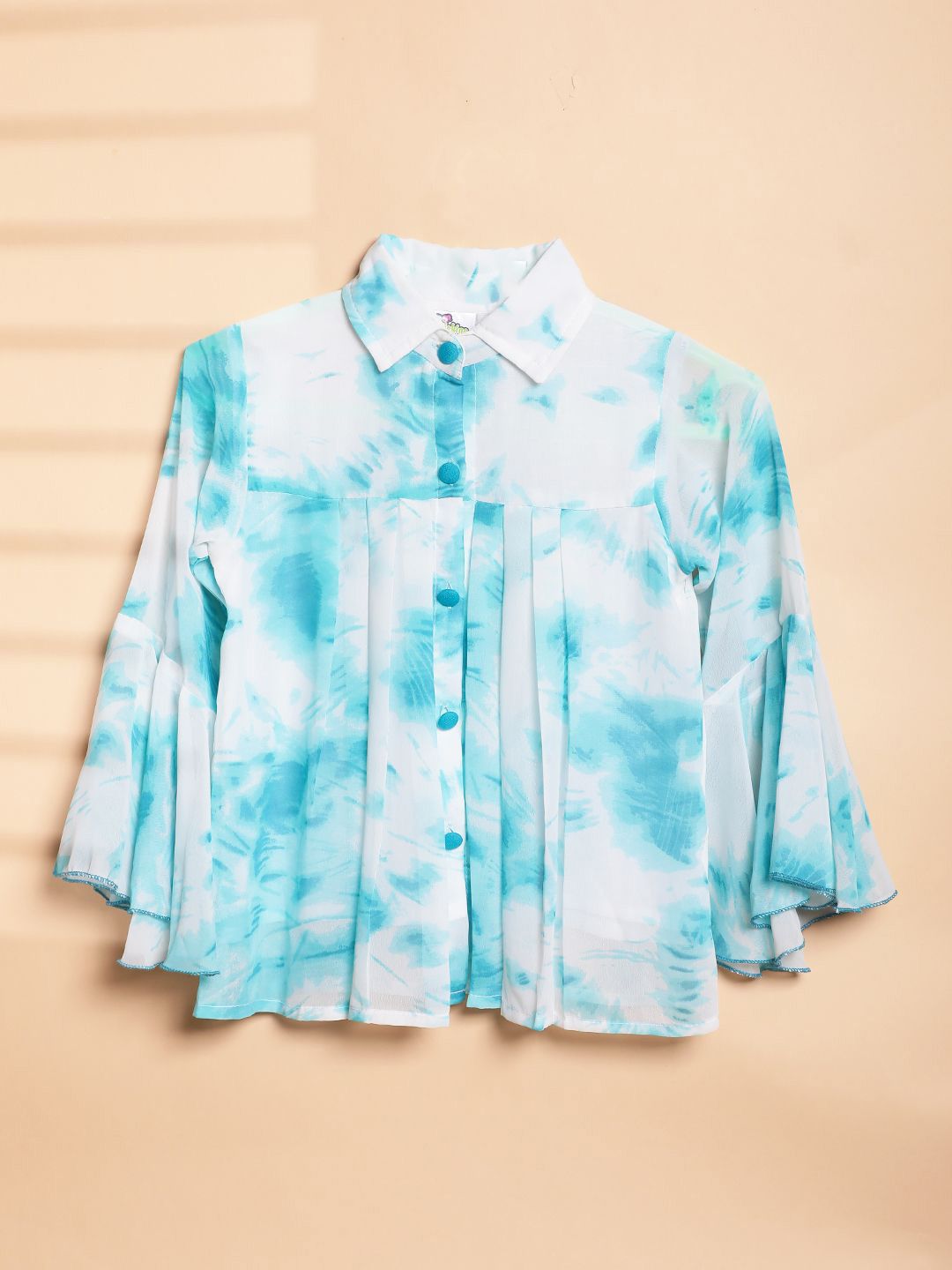 Cutiekins Girls Tie and Dye Print Flared Sleeve Shirt Style Top