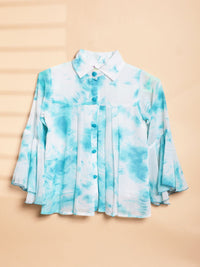 Cutiekins Girls Tie and Dye Print Flared Sleeve Shirt Style Top