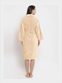 MYTRIDENT White Pure Cotton Bath Robe With 2 Front Pockets