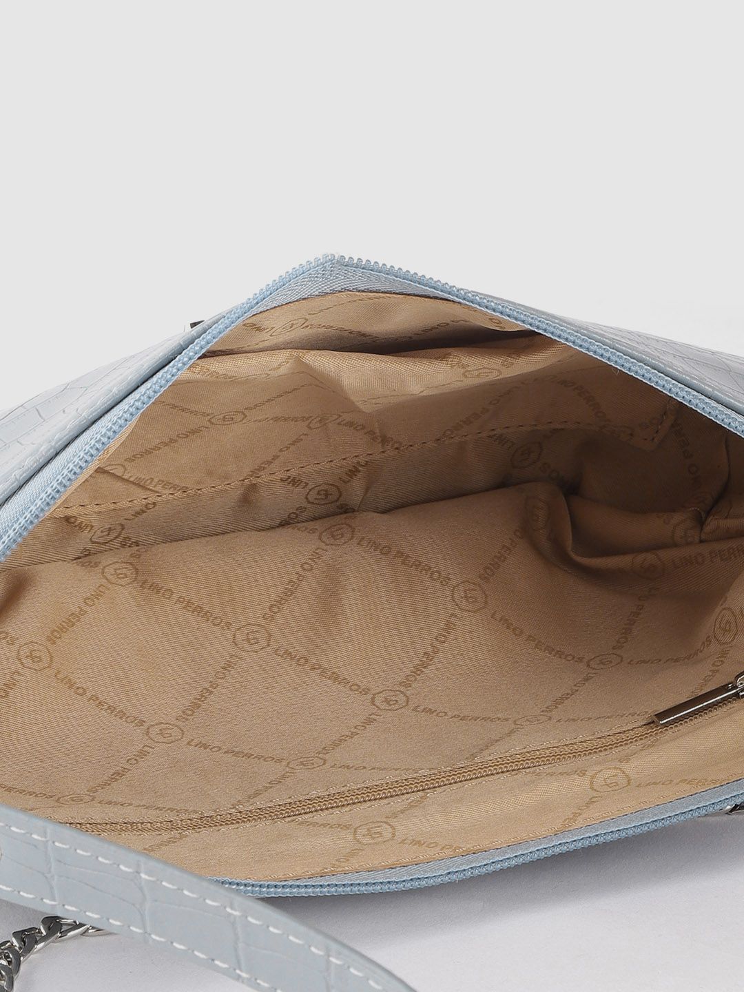Lino Perros Blue Croc Textured Baguette Bag