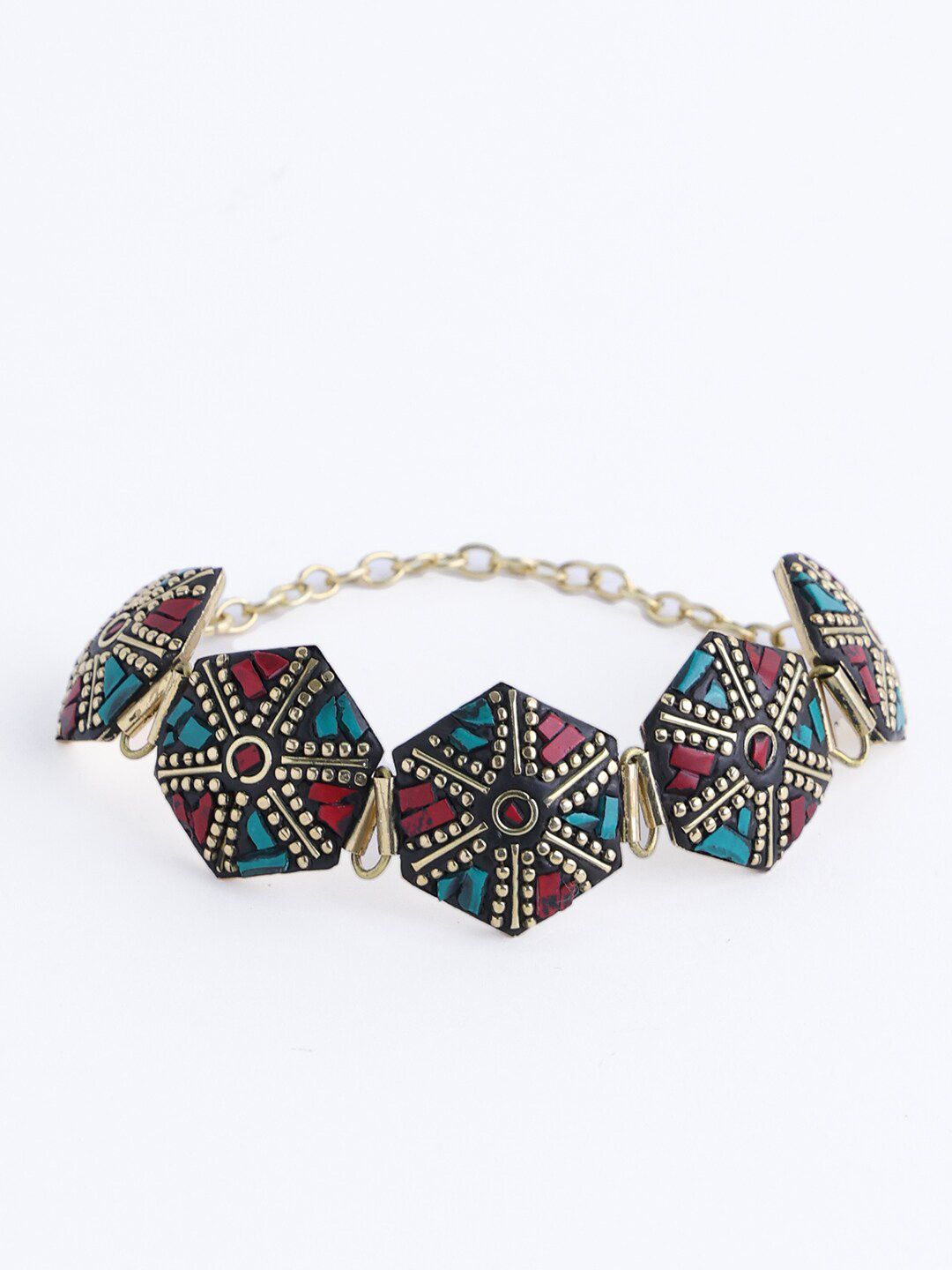 PANASH Carnelian Gold Plated Wraparound Bracelet