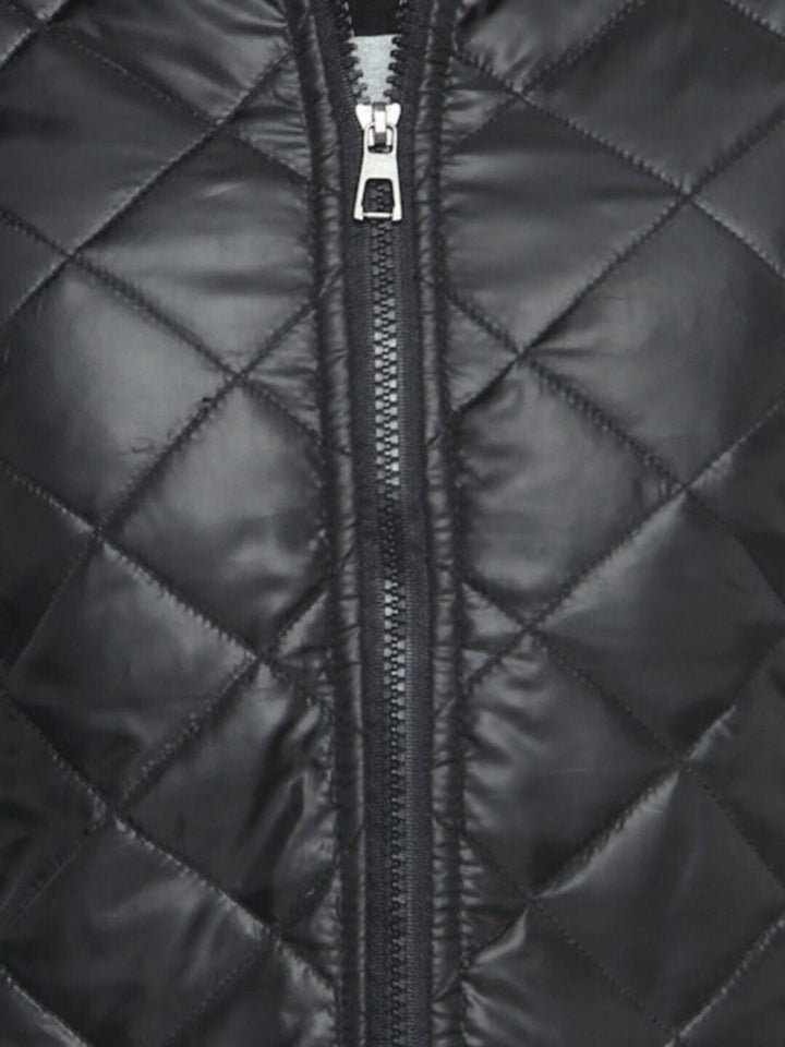 Campus Sutra Windcheater Spread Collar Crop Quilted Jacket