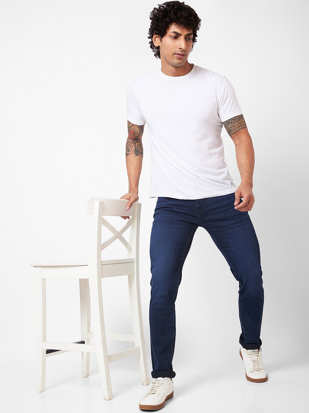 SPYKAR Men Slim Fit Low-Rise Light Fade Stretchable Cotton Jeans