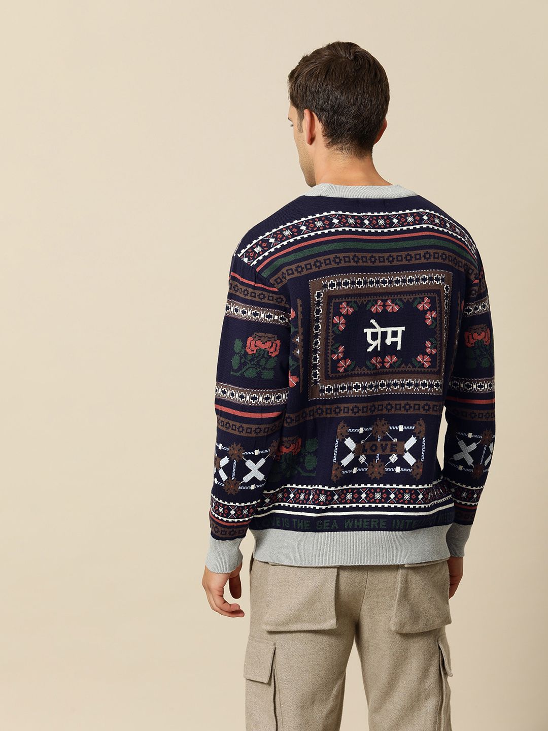 Mr Bowerbird Self Design Premium Love Oversized Fit Pullover Sweater