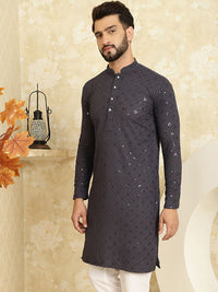 SOJANYA Dihiasi Kolar Mandarin Kurta Kapas Tulen Lurus